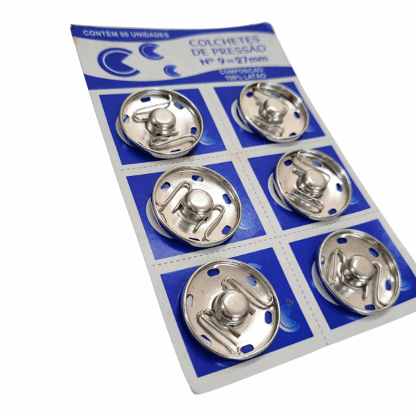 COLCHETE DE PRESSÃO LATÃO Nº9 27mm 6 UN - MAKRO CENTRAL - Imagem 3
