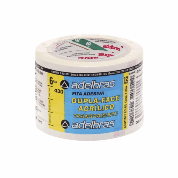 FITA DUPLA FACE TRANSPARENTE 12mm x 30m - ADELBRAS - Imagem 2