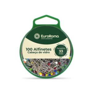 ALFINETE DE CABEÇA DE VIDRO 33mm 100 ALFINETES - EUROROMA